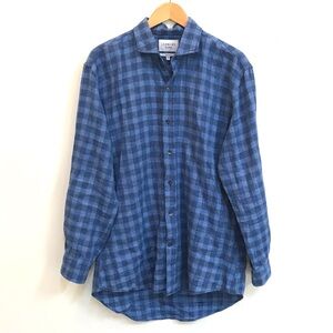 Ledbury Cotton Linen Gingham Tailored Fit Casual Shirt (Lg)